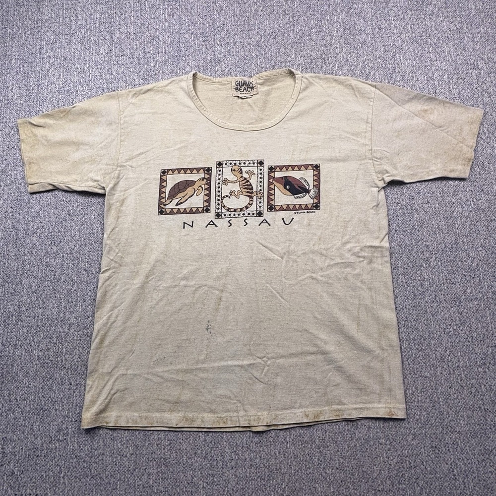 Vintage Guava Beach Nassau T Shirt Mens Large Single Stitch Made USA
